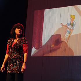 Mirjam Oldenhave (auteur van Mees Kees  -  In de gloria, het Kinderboekenweekgeschenk 2010) treed op met haar band MOEX en Mees Kees-illustrator Rick de Haas.
