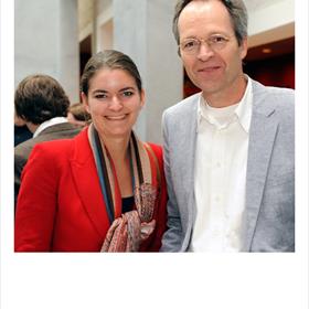Nathalie Sonck (medwerker Sociaal en Cultureel Planbureau - SCP), Just de Haan (hoofd onderzoeksgroep Tijd, Media en Cultuur  van het SCP en de man die vorig jaar de Tiele-lezing hield).