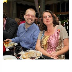 Tino Köhler (scout/agent voor Hanser Verlag), Marijke Nagtegaal (rechten Amstel Uitgevers)
