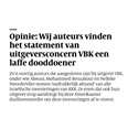 VBK-auteurs roepen concern op steviger stelling te nemen