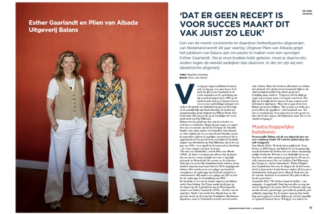 Plien van Albada en Esther Gaarlandt (uitgeverij Balans)  ‘Dat er geen recept is voor succes maakt dit vak juist zo leuk’