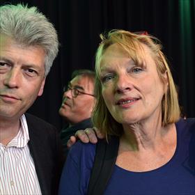 Maarten Asscher (auteur, directeur Athenaeum Boekhandel), Margreet Ruardi (oud-directeur Stichting SSS).